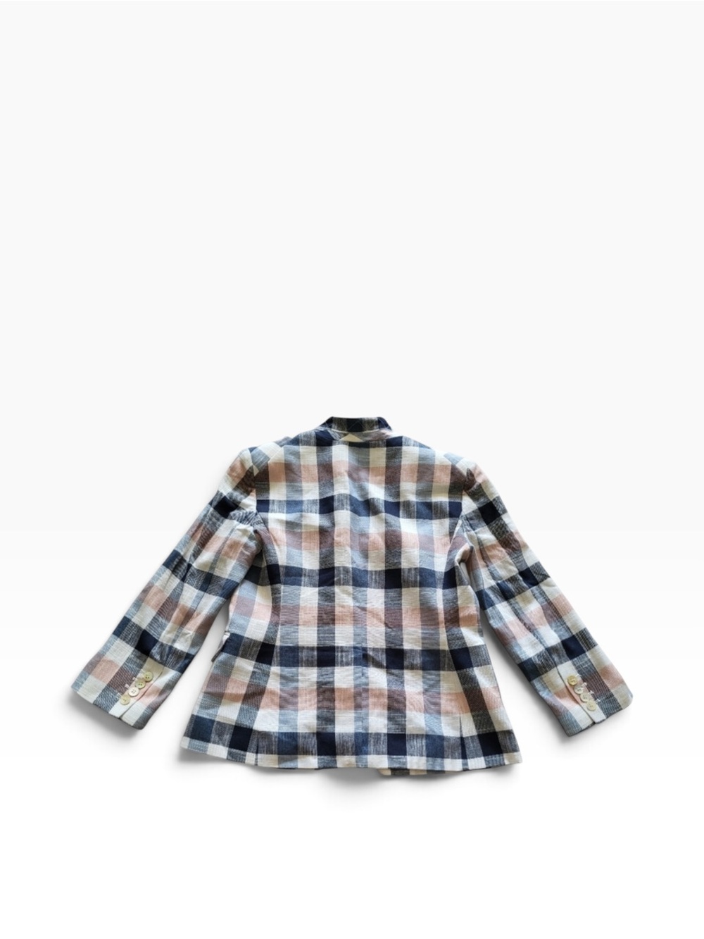 Veronica Beard Plaid Dickey Blazer SZ 6 Navy, Blush, Cream EUC - Picture 7 of 9
